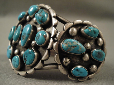 Big Old Vintage Navajo Bisbee Turquoise Silver Bracelet