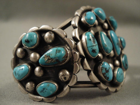 Big Old Vintage Navajo Bisbee Turquoise Silver Bracelet