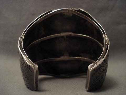 Monumental Vintage Navajo Blue Diamond Turquoise Silver Bracelet