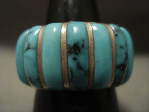 Very Rare Vintage Navajo Blue Diamond Turquoise Silver Ring