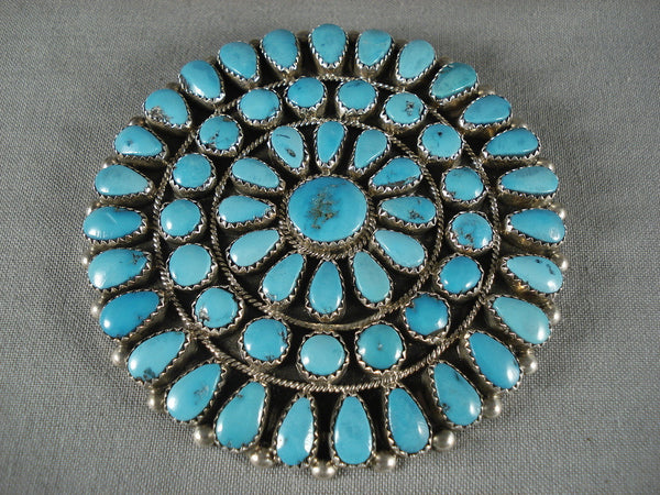 Museum Vintage Zuni Natural Turquoise Old Silver Pin