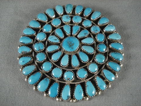 Museum Vintage Zuni Natural Turquoise Old Silver Pin