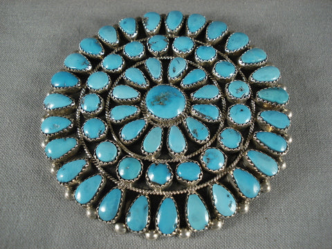 Museum Vintage Zuni Natural Turquoise Old Silver Pin