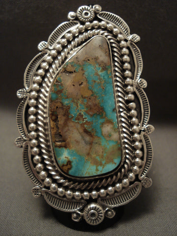 One Of The Largest Navajo Natural Royston Turquoise Silver Ring