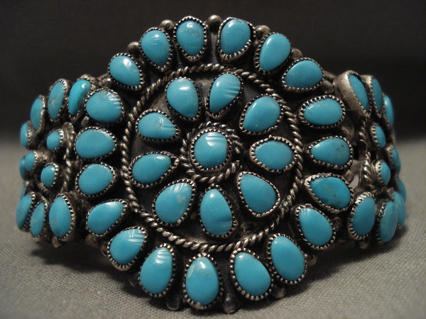 Early Vintage Navajo 'Sun Turquoise' Silver Bracelet