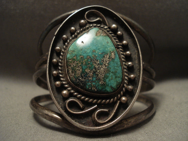 Very Rare Old Deposit Ajax Vintage Navajo Turquoise Silver Bracelet