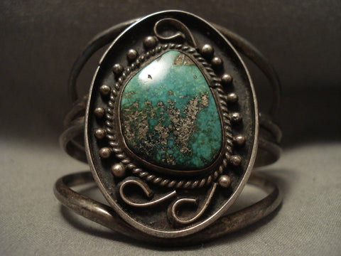 Very Rare Old Deposit Ajax Vintage Navajo Turquoise Silver Bracelet