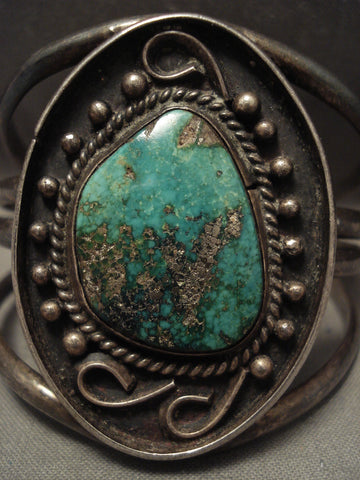 Very Rare Old Deposit Ajax Vintage Navajo Turquoise Silver Bracelet