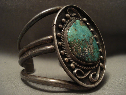 Very Rare Old Deposit Ajax Vintage Navajo Turquoise Silver Bracelet