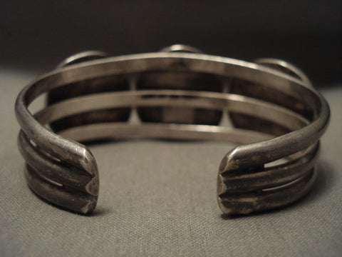 Hvy And Old Vintage Navajo Blye Gem Turquoise Silver Bracelet