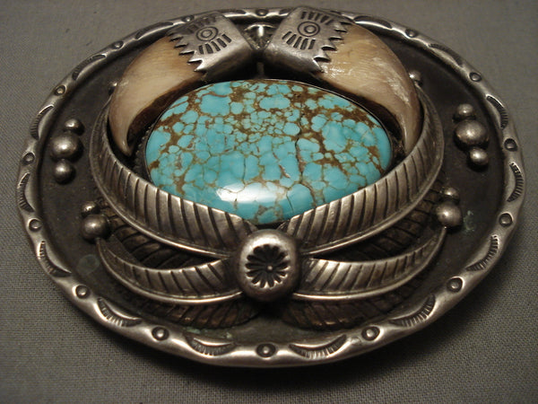 The Biggest And Best Vintage Navajo #8 Turquoise Silver Buckle