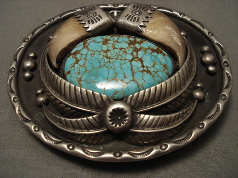 The Biggest And Best Vintage Navajo #8 Turquoise Silver Buckle