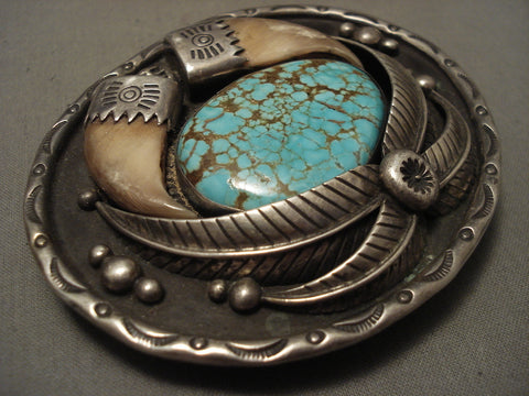 The Biggest And Best Vintage Navajo #8 Turquoise Silver Buckle