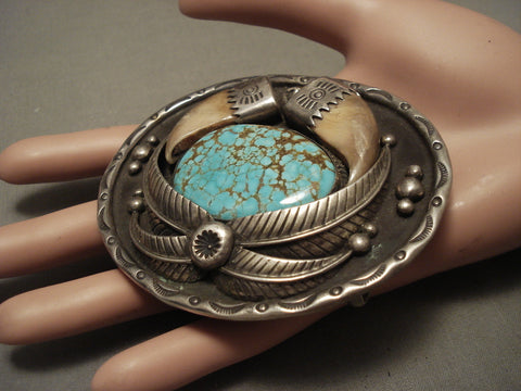 The Biggest And Best Vintage Navajo #8 Turquoise Silver Buckle