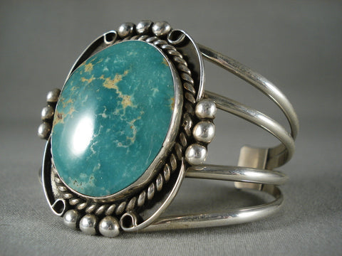 Huge Vintage Navajo 'Domed Turquoise' Silver Bracelet