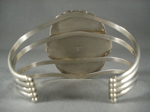 Huge Vintage Navajo 'Domed Turquoise' Silver Bracelet