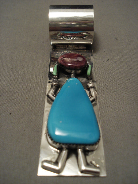 Huge Navajo Gaspeite Earrings Spiny Oyster Turquoise ' Jingle Dancer' Pendant