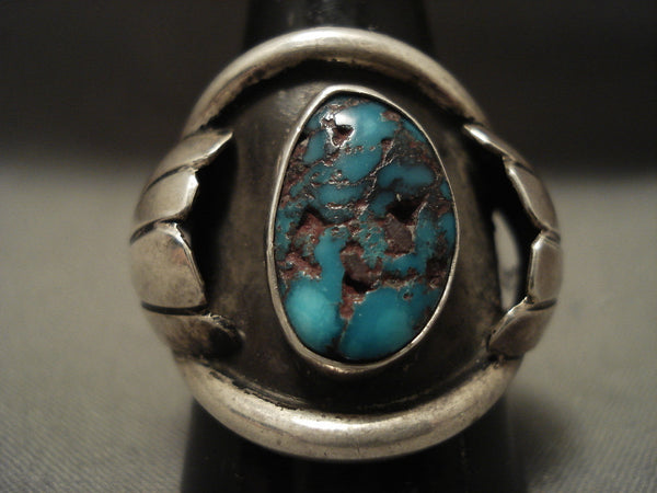 Huge And Very Old Navajo Red Mountain Turquoise Silver Ring