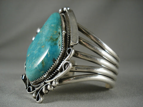 Huge Huge Vintage Navajo Turquoise Silver Bracelet