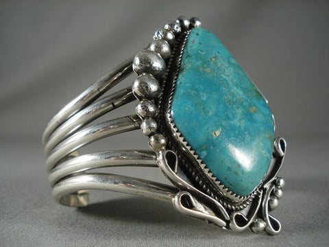Huge Huge Vintage Navajo Turquoise Silver Bracelet
