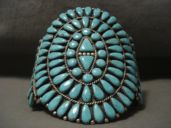 Towering Vintage Navajo Turquoise Silver Bracelet