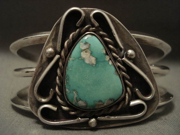 Stunning Vintage Navajo Cerrillos Turquoise 'Swirl Love' Silver Bracelet