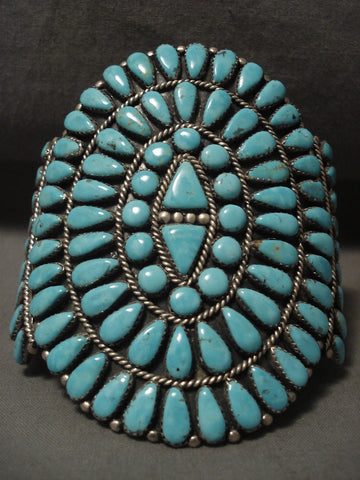 Towering Vintage Navajo Turquoise Silver Bracelet