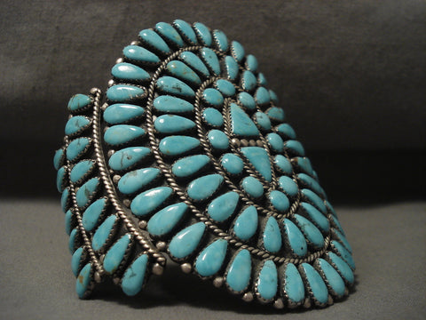 Towering Vintage Navajo Turquoise Silver Bracelet