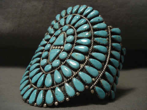 Towering Vintage Navajo Turquoise Silver Bracelet