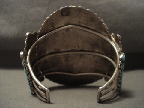 Towering Vintage Navajo Turquoise Silver Bracelet