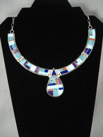 Absolutely Fabulous 'Extreme Stone To Stone' Vintage Zuni Silver Necklace