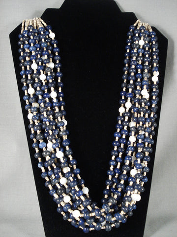 Important Modernistic Navajo Lapis Necklace