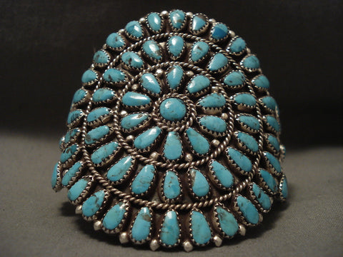 Towering Navajo Silver Huge Turquoise Bracelet