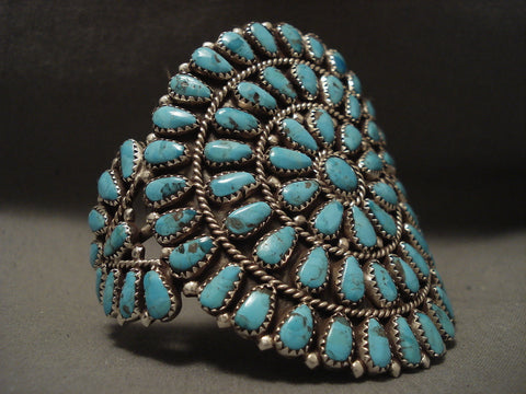 Towering Navajo Silver Huge Turquoise Bracelet