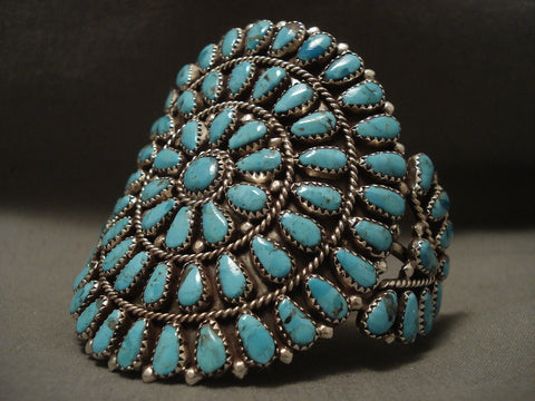 Towering Navajo Silver Huge Turquoise Bracelet