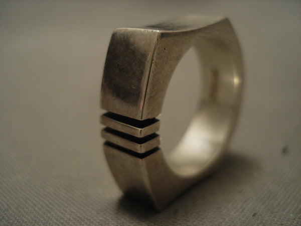 Advanced Silver Work Thick Channeled Vintage Navajo Silver Ring