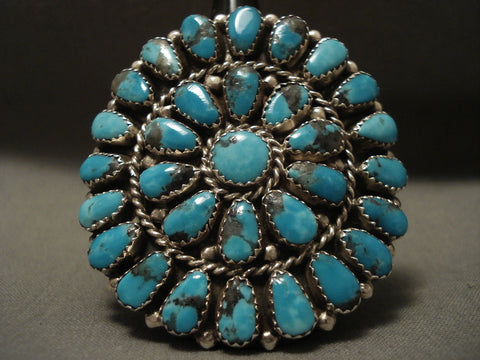 One Of The Largest Navajo Sun Turquoise Silver Ring