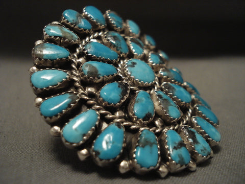 One Of The Largest Navajo Sun Turquoise Silver Ring