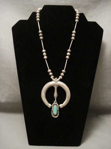 Very Old Navajo Naja Turquoise Silver Necklace