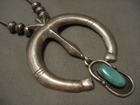 Very Old Navajo Naja Turquoise Silver Necklace