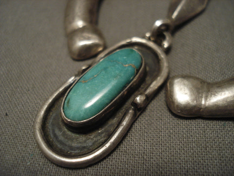 Very Old Navajo Naja Turquoise Silver Necklace