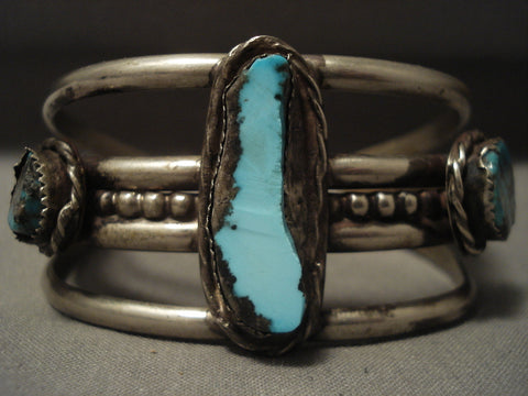 Huge Vintage Navajo 'Bisbee & Royston Turquoise' Silver Bracelet