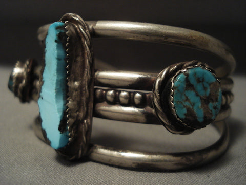 Huge Vintage Navajo 'Bisbee & Royston Turquoise' Silver Bracelet
