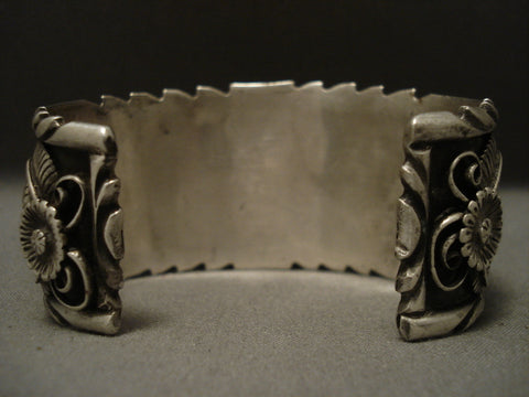 Huge And Wide Old Navajo Turquoise Silver Bracelet