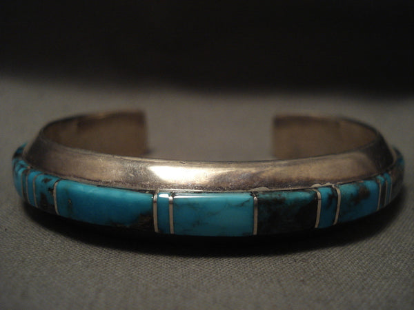 Important Famous Artist Vintage Navajo Wes Willie Turquoise Silver Bracelet