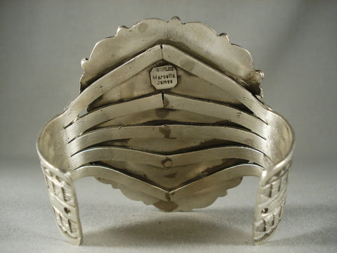 Huge Navajo 'Duel Pool Turquoise' Silver Bracelet
