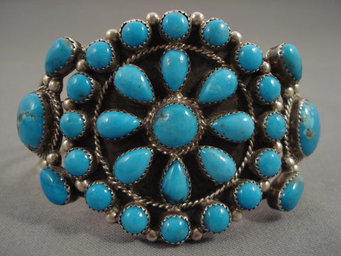 Deep Seaq Blue Vintage Navajo 'Tears Of Joy' Silver Bracelet