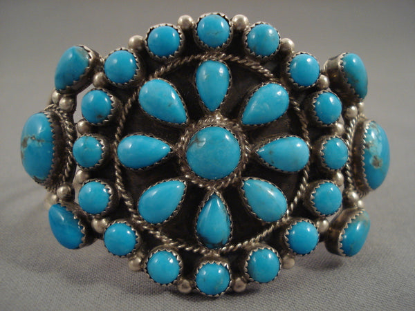 Deep Seaq Blue Vintage Navajo 'Tears Of Joy' Silver Bracelet