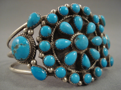 Deep Seaq Blue Vintage Navajo 'Tears Of Joy' Silver Bracelet