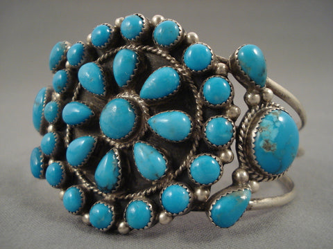 Deep Seaq Blue Vintage Navajo 'Tears Of Joy' Silver Bracelet